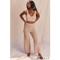 Oh Polly Cosy V Neck Tank Top in Sand