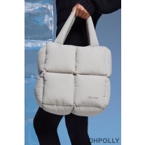 Oh Polly Quilted Puffer Bag in Light Grey