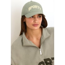 Oh Polly Applique Baseball Cap in Mineral