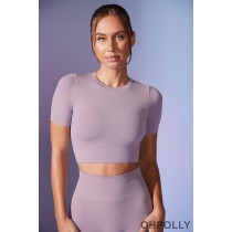 Oh Polly Define Luxe Baby Tee Crop Top in Dusty Lilac