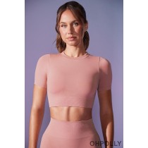 Oh Polly Define Luxe Baby Tee Crop Top in Dusty Mauve