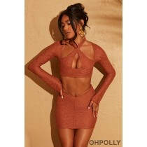 Oh Polly Mini Skirt in Rust