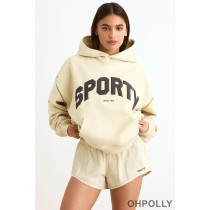 Oh Polly Oversized Hoodie in Bone