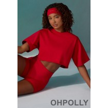 Oh Polly Seamless Rib Super Sculpt Headband in Tango Red