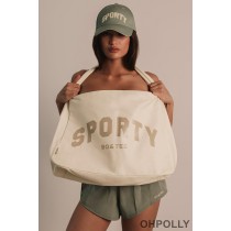 Oh Polly Sporty Oversized Tote Bag in Bone