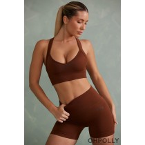 Oh Polly Super Sculpt Mini Shorts in Copper Brown