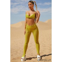 Oh Polly Tall Embellished Mesh Trousers in Lime