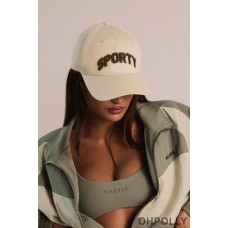 Oh Polly Applique Baseball Cap in Bone