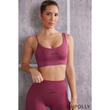 Oh Polly Asymmetric Sports Bra in Dark Rose