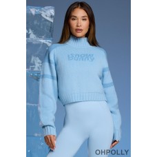 Oh Polly Chunky Knit Cropped Jumper in Baby Blue