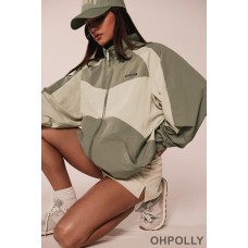 Oh Polly Colourblock Track Jacket in Mineral