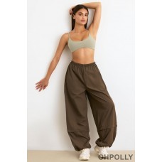 Oh Polly Convertible Wide Leg Track Pants in Espresso