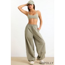 Oh Polly Convertible Wide Leg Track Pants in Mineral