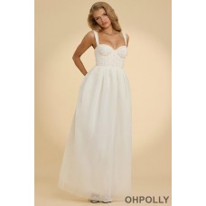 Oh Polly Corset Organza Maxi Dress in White