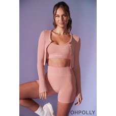 Oh Polly Cropped Rib Cardigan in Dusty Mauve