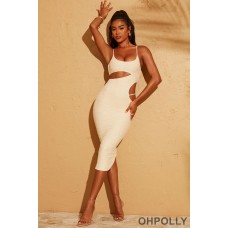 Oh Polly Cut Out Midi Dress in Cream