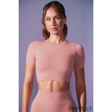 Oh Polly Define Luxe Baby Tee Crop Top in Dusty Mauve