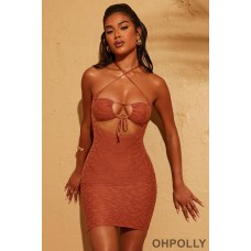 Oh Polly Double Layered Mini Dress in Rust