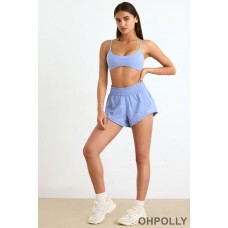 Oh Polly Elasticated Mini Shorts in Lavender Blue