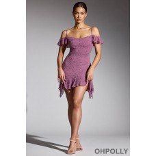 Oh Polly Embellished Cold Shoulder Mini Dress in Grape