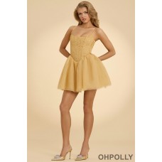 Oh Polly Embellished Corset Tulle Skirt Mini Dress in Gold