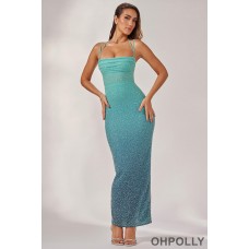 Oh Polly Embellished Maxi Dress in Blue Ombre