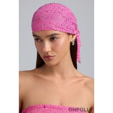 Oh Polly Embellished Mesh Headscarf in Bubblegum Pink