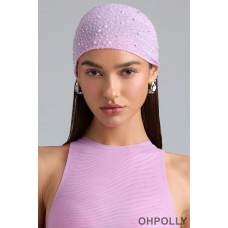 Oh Polly Embellished Mesh Headscarf in Violet Pink