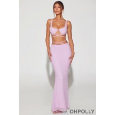 Oh Polly Embellished Strappy Maxi Skirt in Lilac