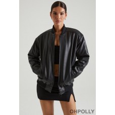 Oh Polly Faux Leather Jacket in Black