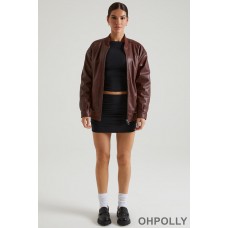 Oh Polly Faux Leather Jacket in Brown