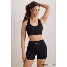 Oh Polly FlexiRib Mini Shorts in Black