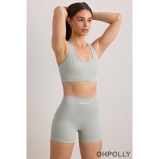 Oh Polly FlexiRib Mini Shorts in Grey