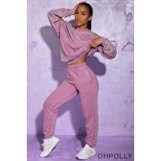 Oh Polly Full Length Cuffed Joggers in Berry