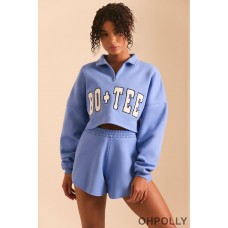 Oh Polly Half Zip Sweater in Cerulean Blue