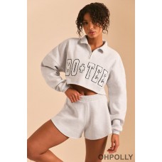 Oh Polly Half Zip Sweater in Heather Grey