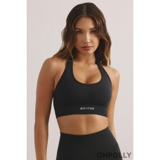 Oh Polly Halter Neck Define Luxe Sports Bra in Jet Black