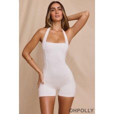 Oh Polly Halter Neck Romper in White