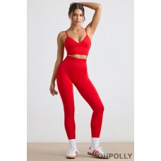 Oh Polly High-Waist Define Luxe Leggings in Red