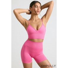 Oh Polly High-Waist Define Luxe Mini Shorts in Hot Pink