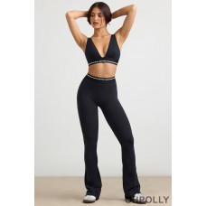 Oh Polly High-Waist Kick Flare Trousers in Black