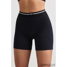 Oh Polly High-Waist Mini Shorts in Black