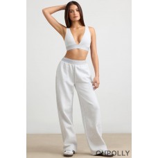 Oh Polly High-Waist Straight-Leg Joggers in Grey Marl