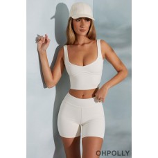 Oh Polly High Waist Biker Shorts in Ivory