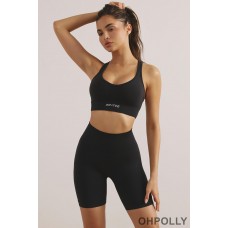 Oh Polly High Waist Define Luxe Biker Shorts in Jet Black