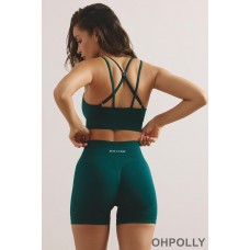 Oh Polly High Waist Define Luxe Mini Shorts in Jade Green