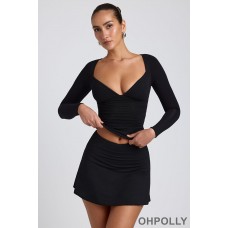 Oh Polly Modal A-Line Mini Skort in Black