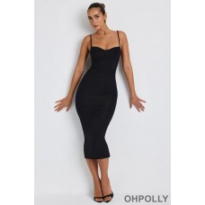 Oh Polly Modal Ruched Layered Midaxi Dress in Black