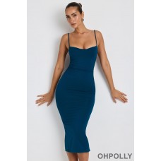 Oh Polly Modal Ruched Layered Midaxi Dress in Deep Teal