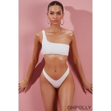 Oh Polly One Shoulder Bikini Top in Ivory